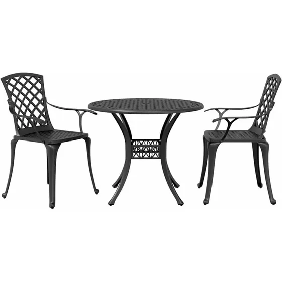 vidaXL Bistrosæt 3 dele støbt aluminium sort