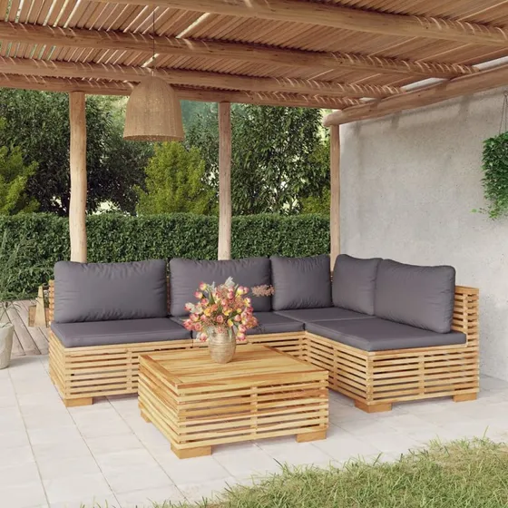 Teak Haven 5-delers loungesæt med hynder