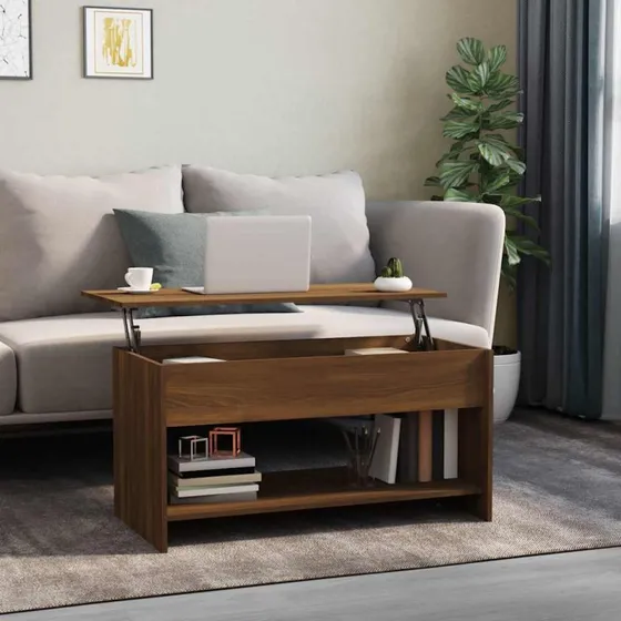 vidaXL sofabord 102x50x52,5 cm brun konstrueret træ med løftelåg