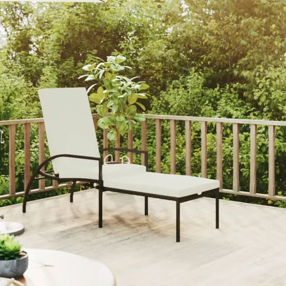 vidaXL liggestol med fodskammel i polyrattan, brun