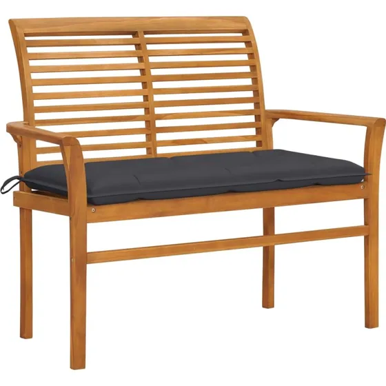 Havebænk Med Hynde 112 Cm Massivt Teaktræ - Creme