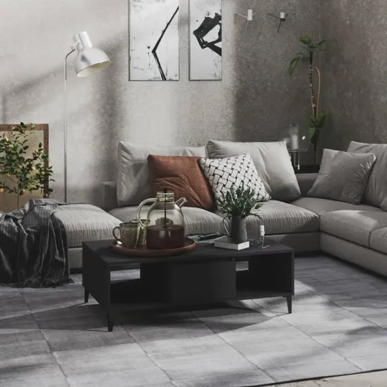 vidaXL sofabord 103,5x60x35 cm grå konstrueret træ med metalben