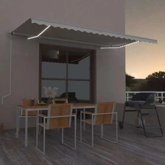 vidaXL Automatisk Markise 500x350 cm Creme med LED og Vindsensor