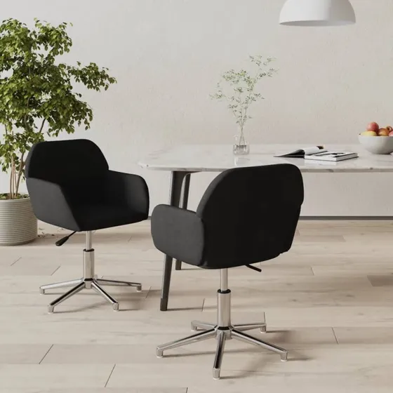 vidaXL Drejelige Spisebordsstole 2 stk. Sort Stof