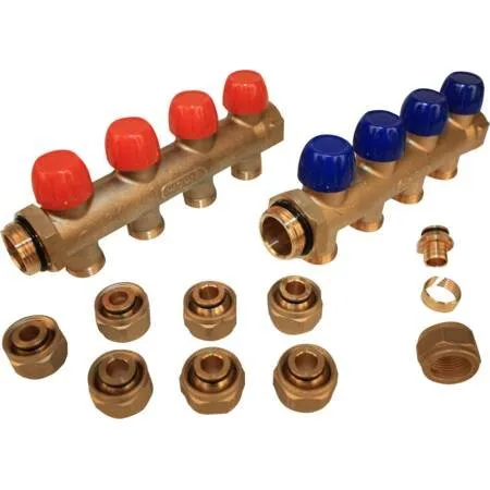 Wavin Tigris 1" 4-vejs fordelerrør med PEX-kobling 20x2,0 mm