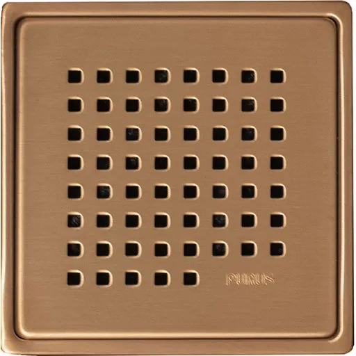 Purus Chess 161x161 mm kobber afløbsrist i børstet PVD