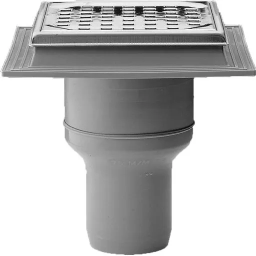 Purus Maxiflex 75 mm afløbsskål til beton, lodret, med rustfri rist