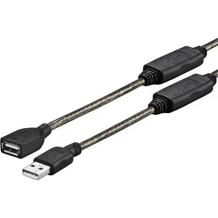 USB 2.0 Forlængerkabel A-A Han-Hun 10M med Forstærker