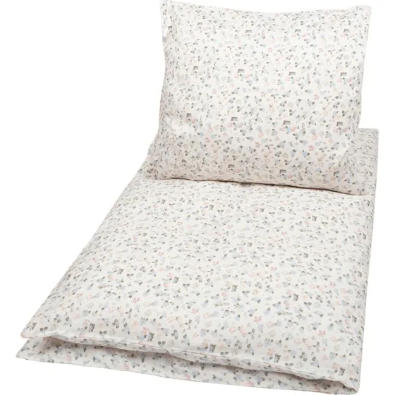 Müsli Baby Sengetøj 70x100 cm - 100% Økologisk Bomuld - Blomster - Rosa