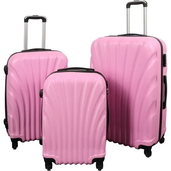 Musling Lyserød 3-PC Hardcase Kuffertsæt med 360° Hjul & Lås