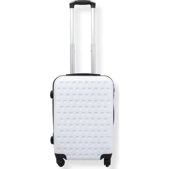 Hvid kabinekuffert med hjerter – Hardcase, 2,4 kg, ABS plast