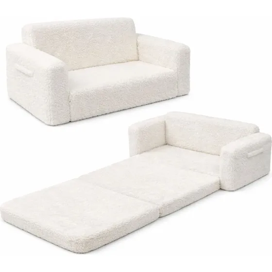 Nordstrand Home Foldesofa til børn, Hvid plys, 40x76x38 cm