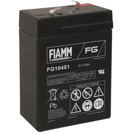 Fiamm Blybatteri 6V/4,5Ah med Spadesko 4,75mm