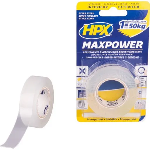 HPX klar dobbeltklæbende tape 19mm x 2m