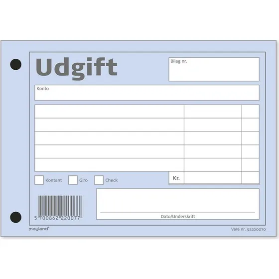 Mayland Udgiftsbilag Blå 148x100 mm, 100 sider