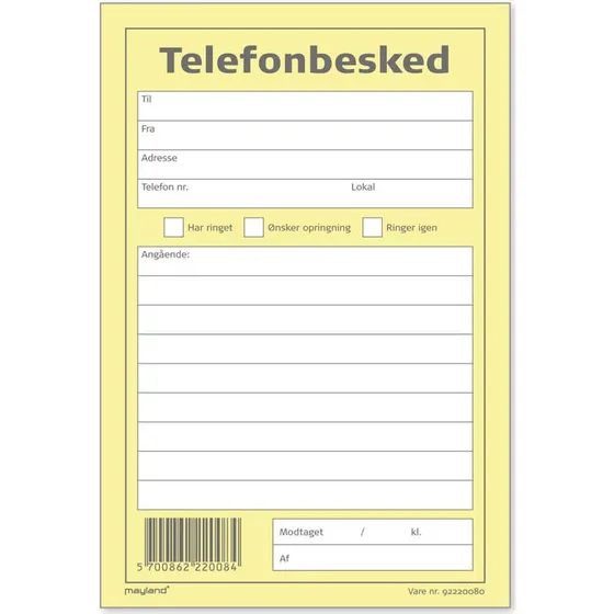 Mayland Telefonbesked 100 sider, højformat