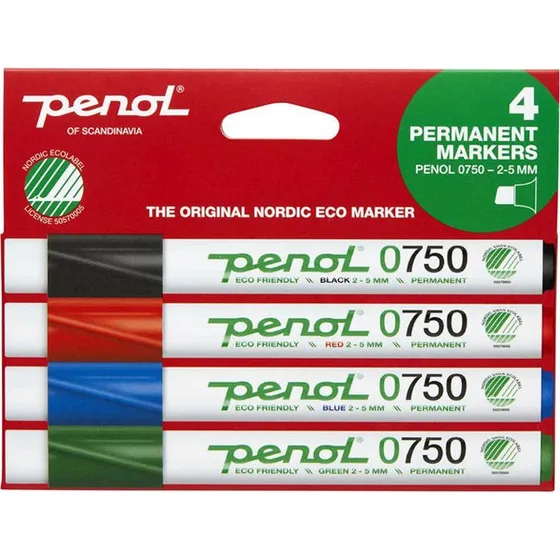 Penol 0750 Permanent Marker 4 farver ass.