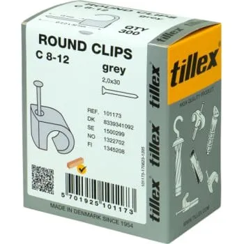 Tillex Clips 8-12/30 mm grå (300 stk)