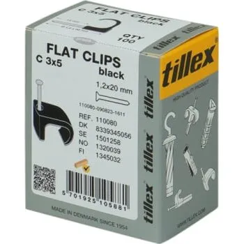 Tillex Kabelclips flad 3x5 mm, 100 stk, sort