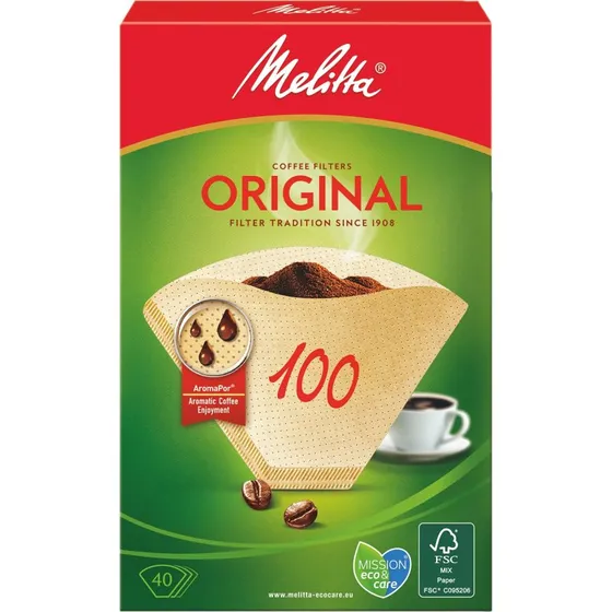 Melitta 100/40 Ubleget Kaffefiltre, 40 stk