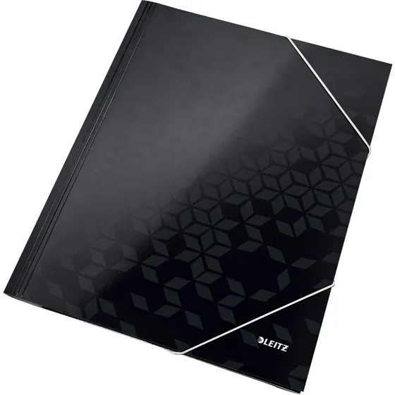 Leitz WOW A4 3-klap elastikmappe sort