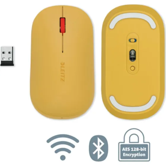 Leitz Cosy Trådløs Mus Gul, 3 Knapper, Bluetooth & 2,4 GHz