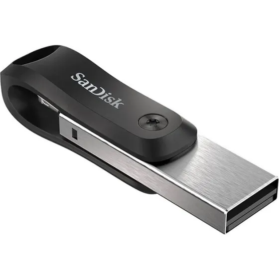 SanDisk iXpand GO 128GB USB Flash Drive til iPhone/iPad, grå/sølv