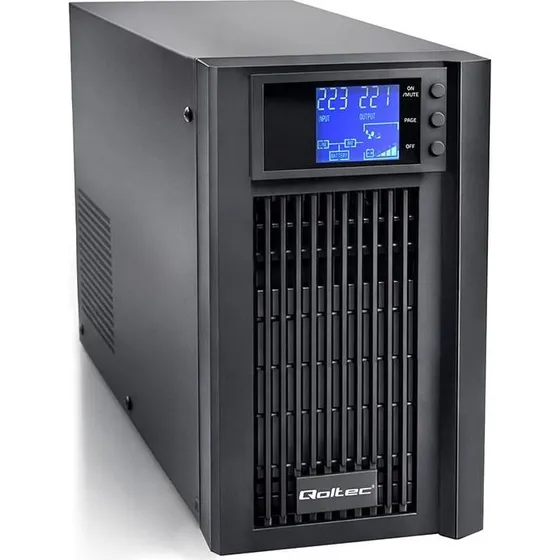 Qoltec UPS 3 kVA 2400 W ren sinus med AVR og LCD