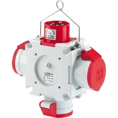 CEE Krydsfordeler H6/400/16/5, rød, 400V, 16A, 5-pole