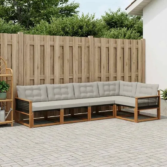 vidaXL Udendørs Sofagruppe 5 pcs Naturfarvet Akacietræ & Lysegrå Pude