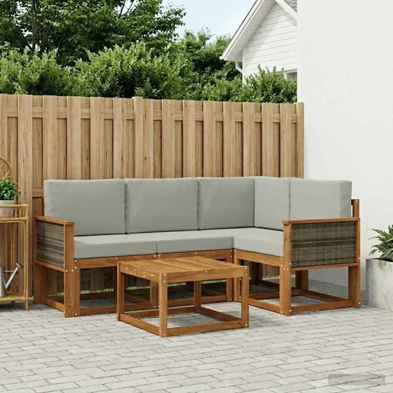vidaXL Udendørs Sofagruppe 5 pcs Natur/Grå Akacietræ