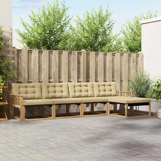 vidaXL Udendørs Sofagruppe 5-del 100% Akacietræ Hvid/Beige