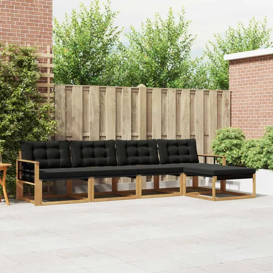 vidaXL Udendørs Sofagruppe 5 pcs Hvid og Sort