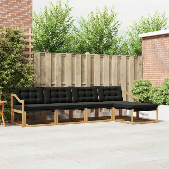 vidaXL Udendørs Sofagruppe 5 pcs Hvid/Sort