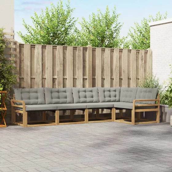 vidaXL Udendørs Sofagruppe 5 pcs Hvid/Lysegrå