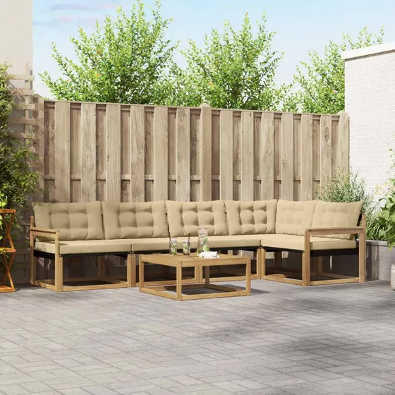 vidaXL Udendørs Sofagruppe 6 pcs Hvid/Beige Akacietræ 79x79x37 cm