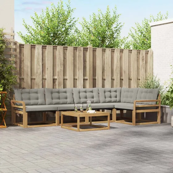 vidaXL Udendørs Sofagruppe 6 pc Hvid/Lysegrå Akacietræ