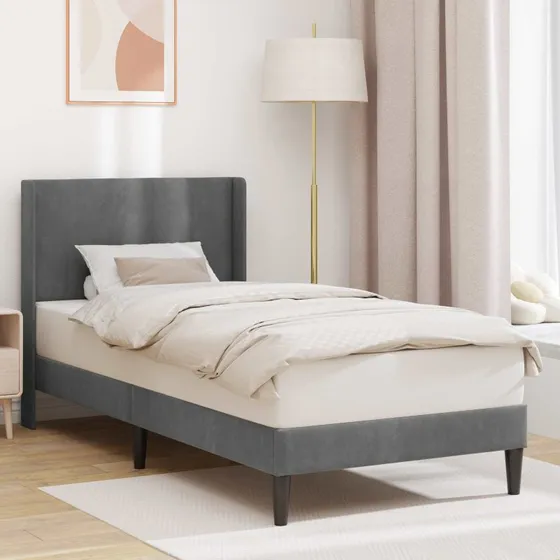 vidaXL Sengestel med Hovedgærde Mørkegrå 80 x 200 cm Fløjl