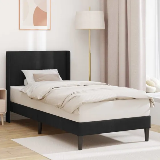 vidaXL Sengestel med Hovedgærde i Sort Fløjl 100 x 200 cm