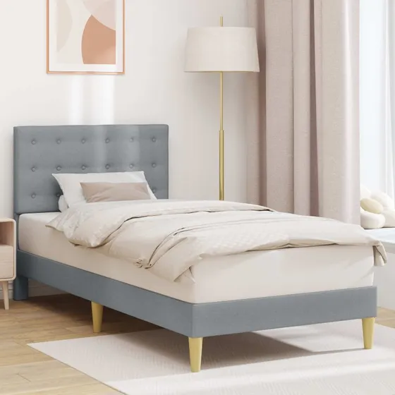 vidaXL Sengestel med Hovedgærde Lysegrå 80 x 200 cm