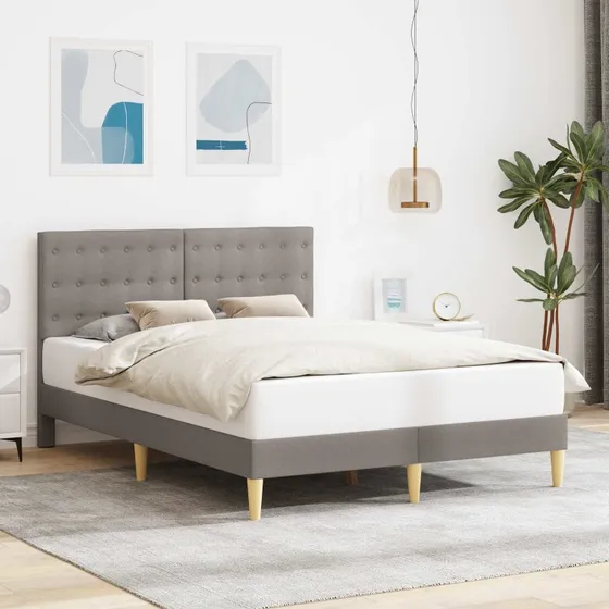 vidaXL Sengestel med Hovedgærde Gråbrun 140 x 190 cm