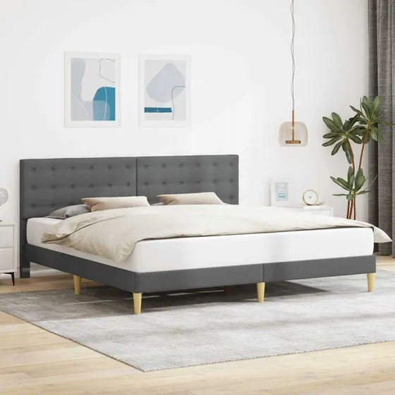 vidaXL Sengestel med Hovedgærde Mørkegrå 180x200 cm