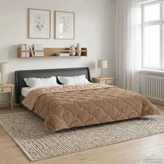 vidaXL Helårsdyne Gråbrun 200x240 cm – Mikrofiber & Teddy Fleece