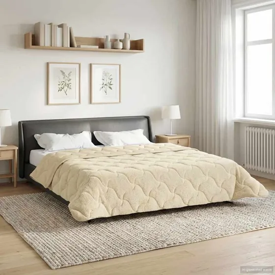 vidaXL Helårs Dyne Creme 220x240 cm Mikrofiber & Teddy Fleece
