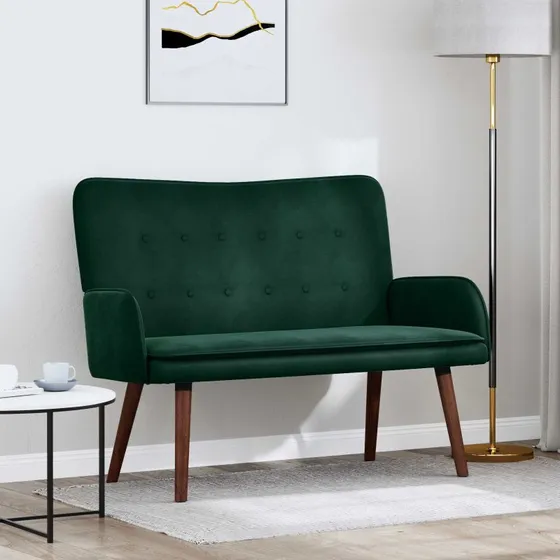 vidaXL 2-personers sofa mørkegrøn 115 x 61 x 87 cm velour