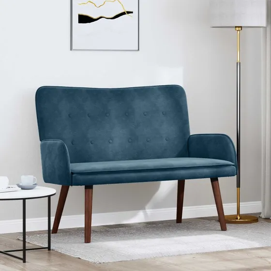 vidaXL 2-personers sofa i blå velour, 115 x 61 x 87 cm