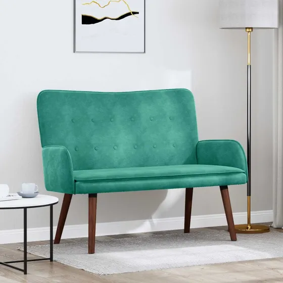 vidaXL 2-personers sofa i turkis velour, 115 x 61 x 87 cm