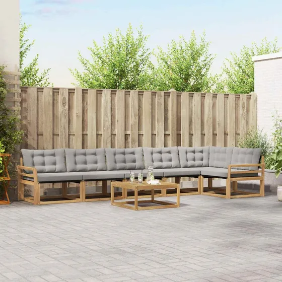 vidaXL Udendørs Sofagruppe 7 pcs Hvid/Lysegrå Akacietræ