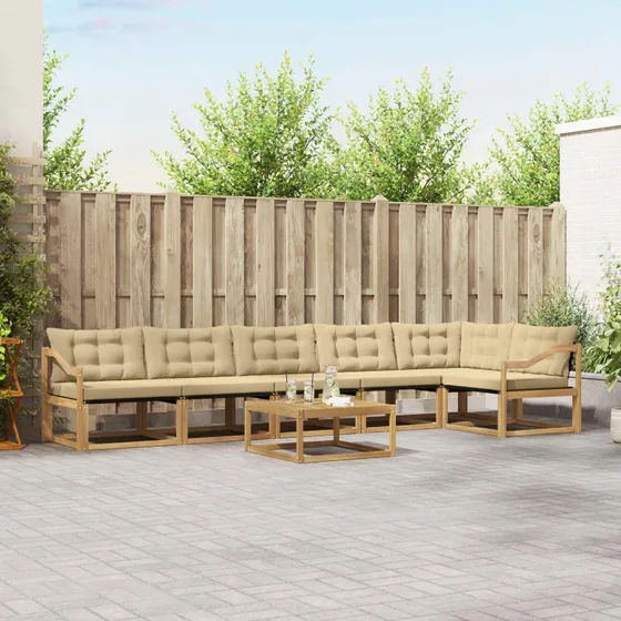 vidaXL Udendørs Sofagruppe 7 pc Hvid/Beige Akacietræ