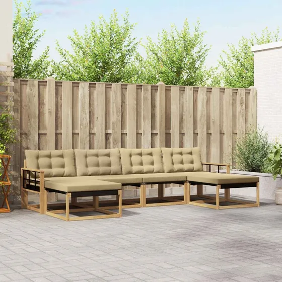 vidaXL Udendørs Sofagruppe 6 pcs Hvid/Beige i Akacietræ